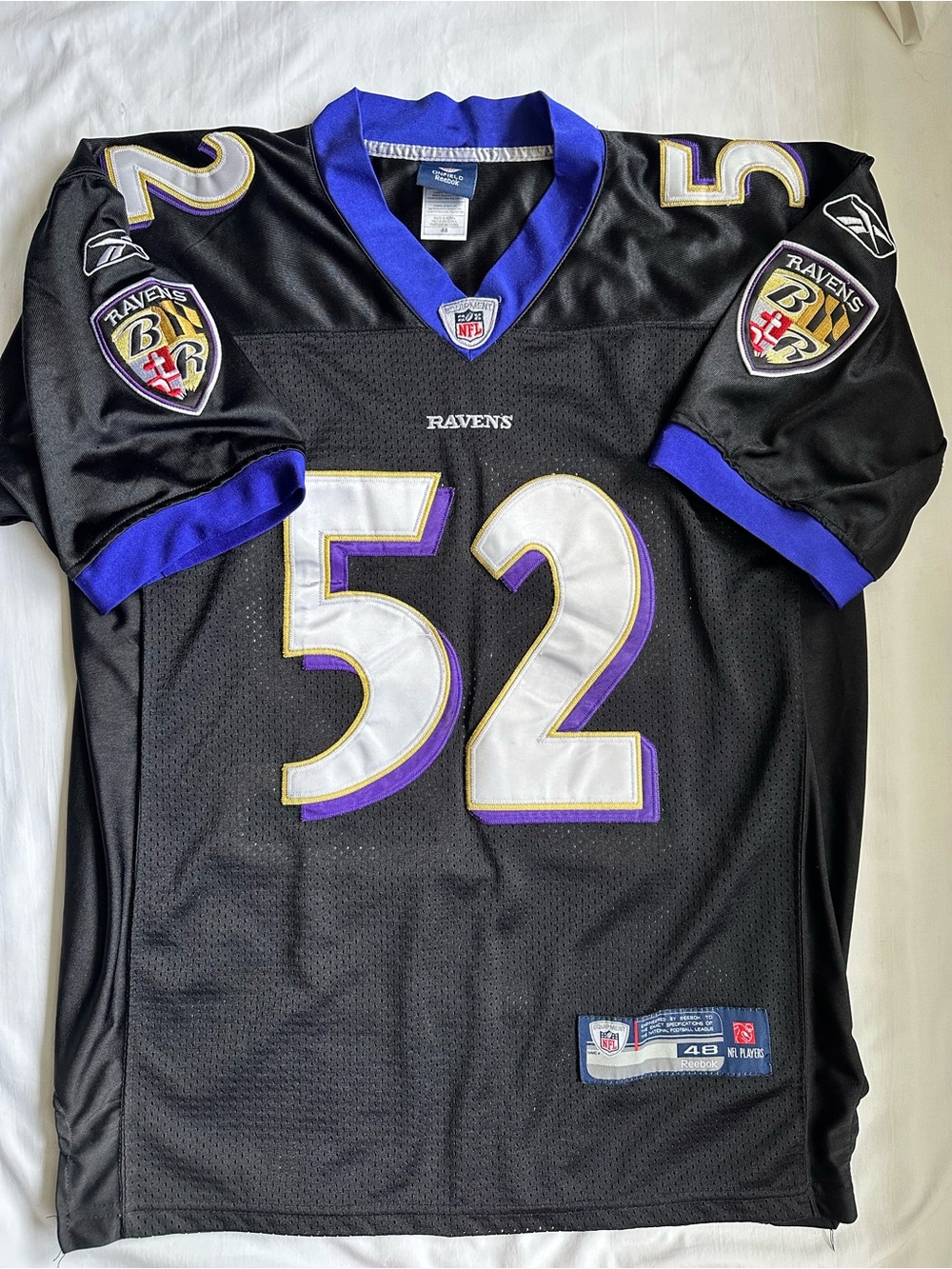 Reebok Ray Lewis Ravens 52 Black NFL Players Jersey Size 48 Large - Picture 5 of 12